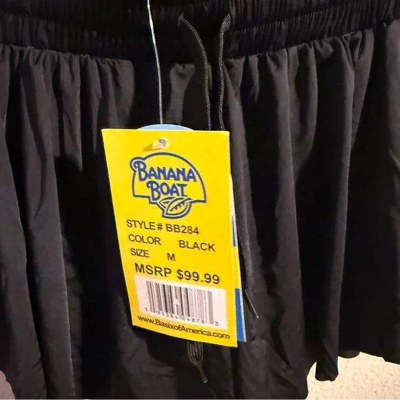 Banana Boat UPF 50+ Athletic Running Shorts Womens Medium NWT Black Flowy - Picture 3 of 7